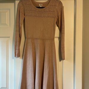dressbarn Light Pink Long Sleeve Knit Sweater Dress